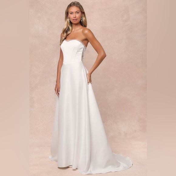 LULU’S Eternal Gratitude White Floral Embroidered Strapless Maxi Dress - Picture 2 of 5